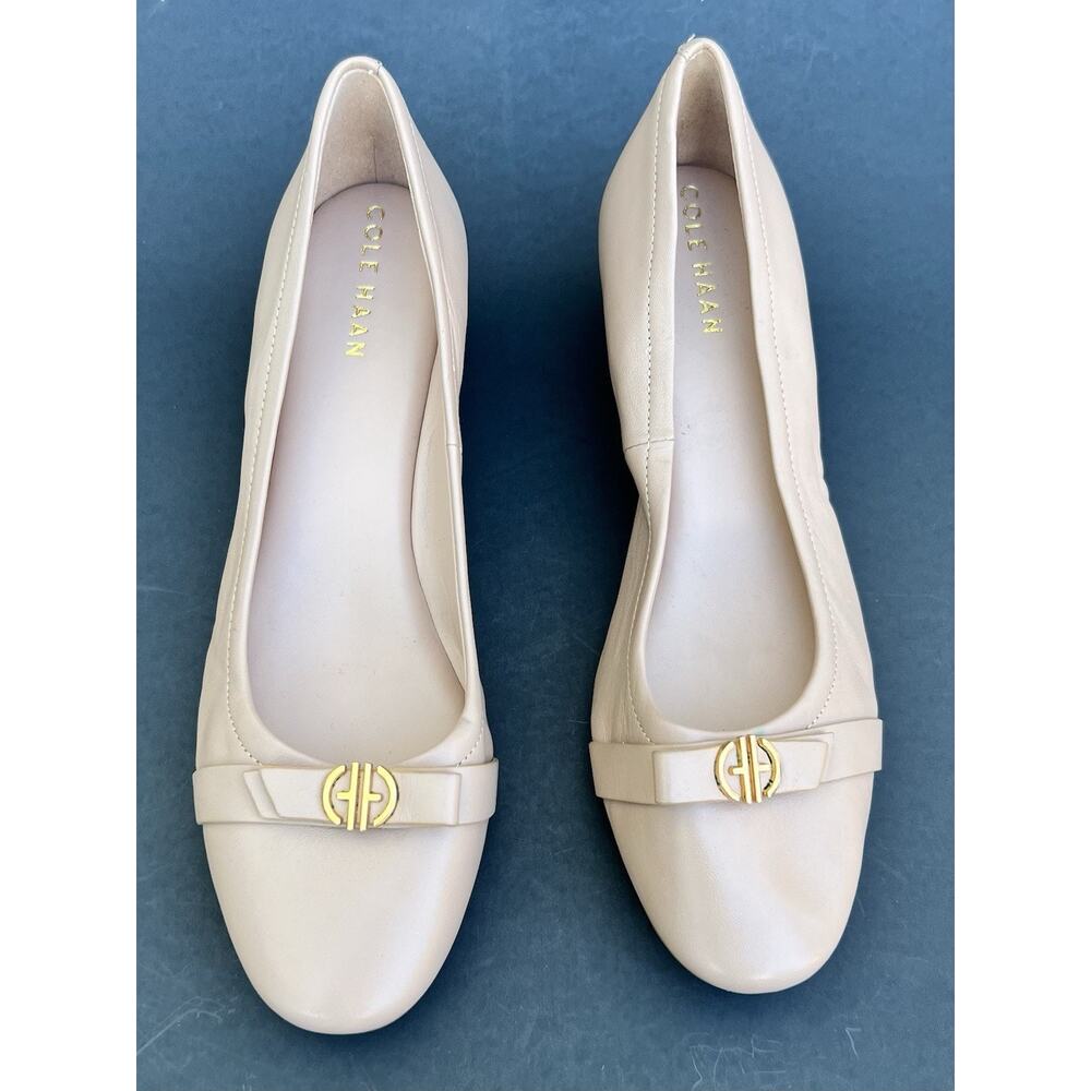 COLE HAAN Malta Slip-On Wedge Leather Shoes Peach Women's Size 8 US